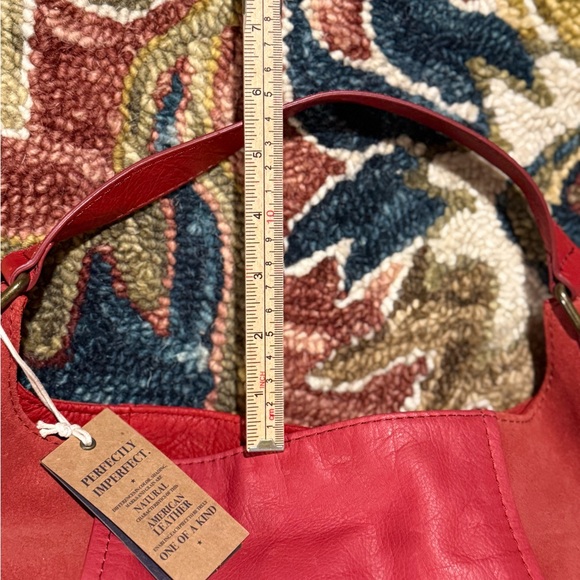 American Leather Co. Red Leather & Suede Handbag - NWT - Picture 7 of 13